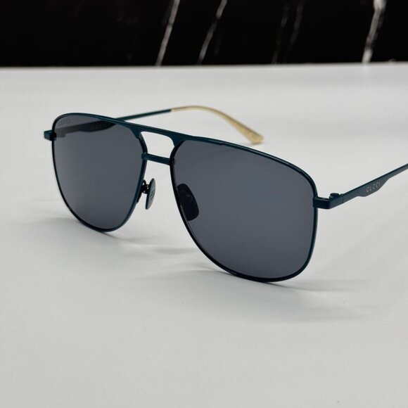 NEW GG0336S 003 GUCCI SUNGLASSES AVIATOR BLUE GREY UNISEX EYEWEAR GUCCI main image 8